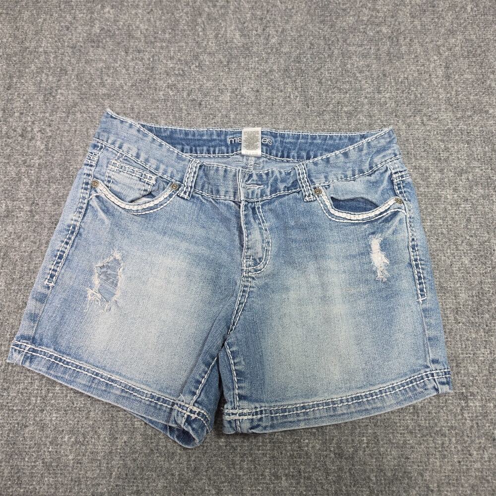 Maurices Juniors Size 7/8 Whisker Stretch Cuffed Denim Shorts